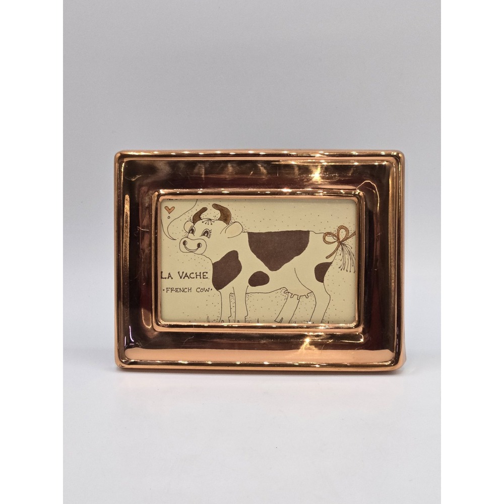 Copper Tone Picture Frame La Vache French Cow Whimsical Farmhouse Decor